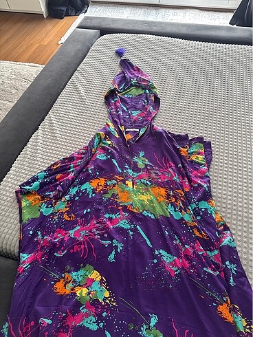 universal Beden çeşitli Renk ParkModa Splash Desen Kapüşonlu Elbise