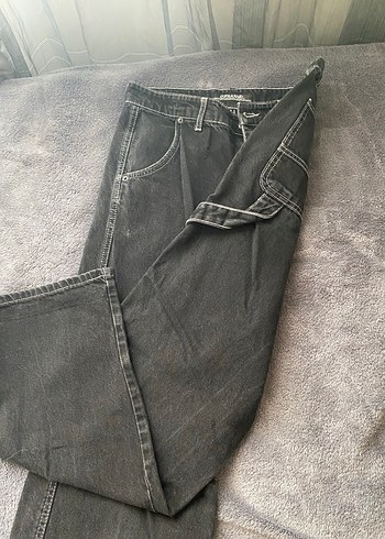 River Island Siyah Baskılı Loose Fit Kadın Kot Pantolon