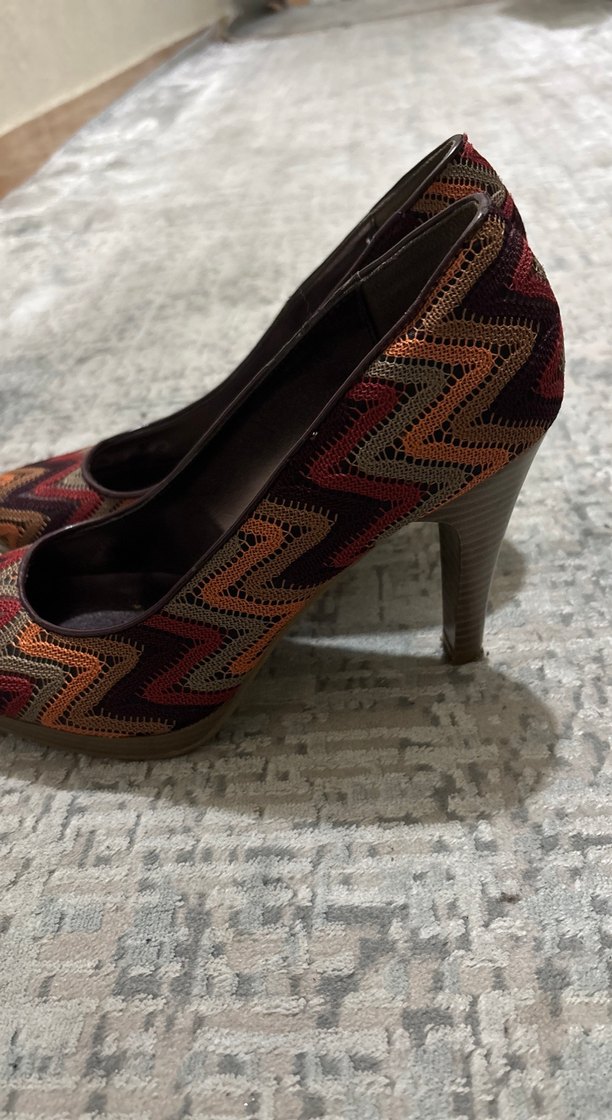 Kahverengi Desenli Dolgu Topuklu Kadın Stiletto - Görsel 2