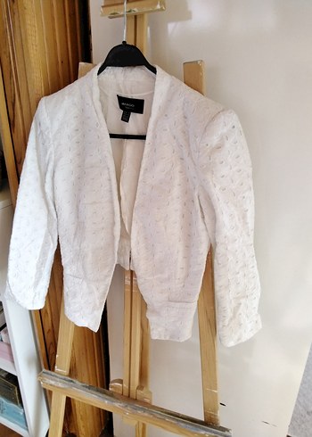 Beyaz Pamuklu Kadın Blazer