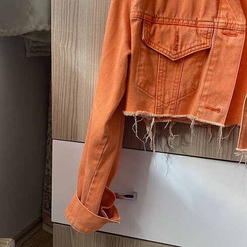 m Beden turuncu Renk CROP KOT CEKET