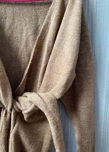 Bej V Yaka Uzun Triko Elbise - Görsel 5