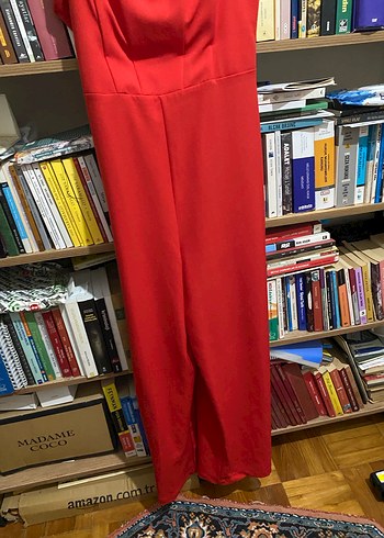 Kırmızı Straplez Uzun Kadın Tulum - Görsel 6