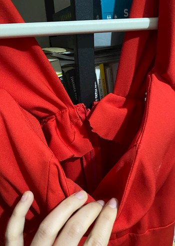 Kırmızı Straplez Uzun Kadın Tulum - Görsel 8