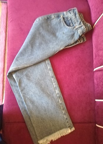 Kort paça püsküllü Kesim Kadın Midi Kot Pantolon