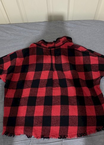 Kareli Kırmızı Oversize Kadın Gömlek - Görsel 2