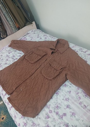 Düğmeli Kahverengi salaş Kadın Ceket - Görsel 6