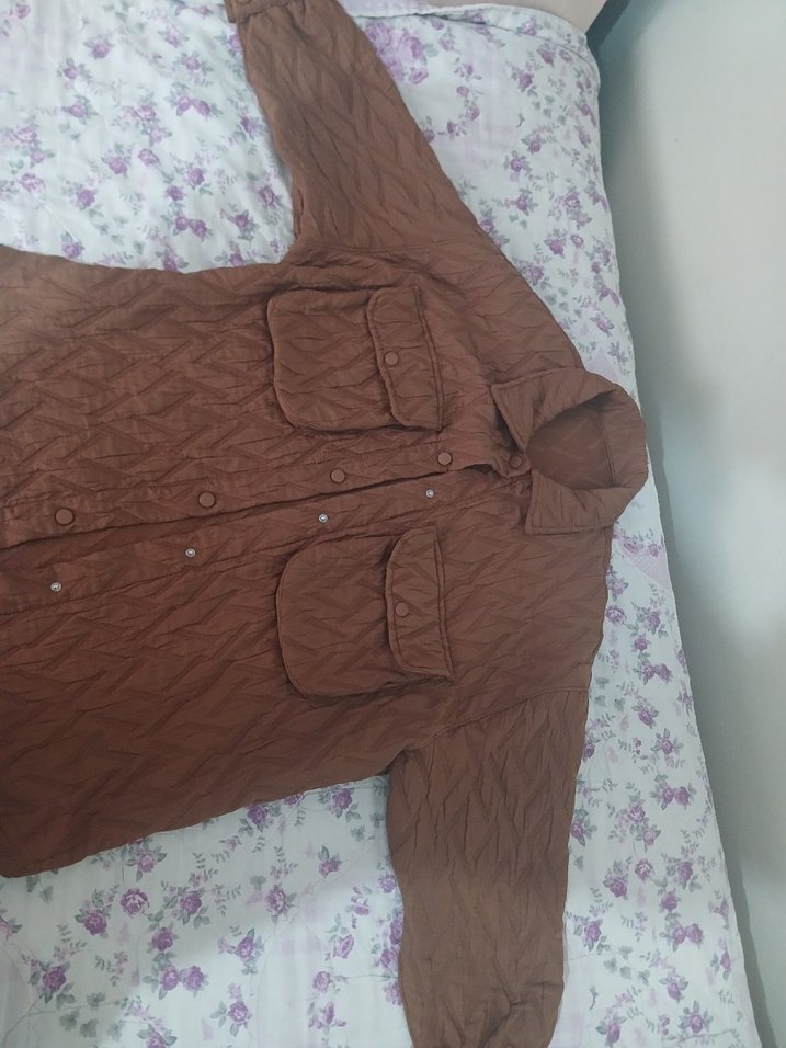 Düğmeli Kahverengi salaş Kadın Ceket - Görsel 3