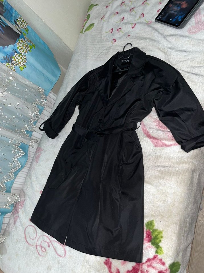 Siyah Kadın Trençkot - Görsel 5