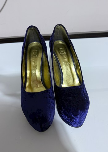 Mavi Süet Platform Topuklu Kadın Stiletto - Görsel 6