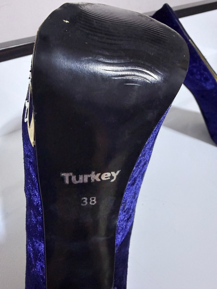 Mavi Süet Platform Topuklu Kadın Stiletto - Görsel 3