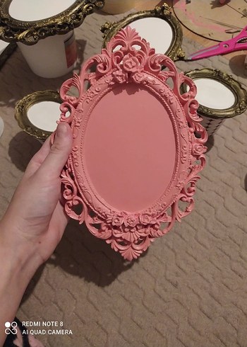Pembe Vintage Oval Dekoratif Ayna