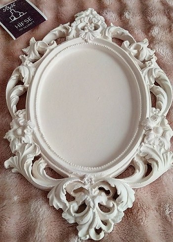 Beyaz Vintage Oval Çerçeve