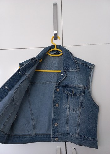 Addax Düğmeli Kolsuz Mavi Denim Ceket
