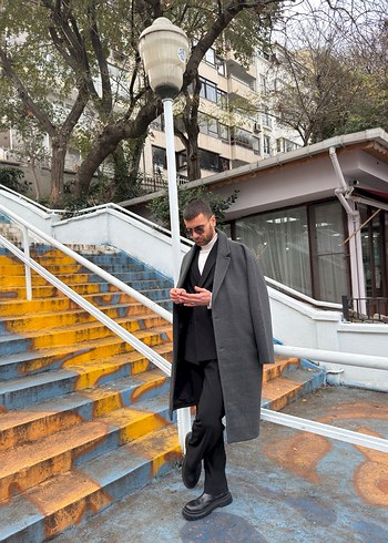 Antrasit Uzun Kışlık Kaban sıfır 4500 - Görsel 3