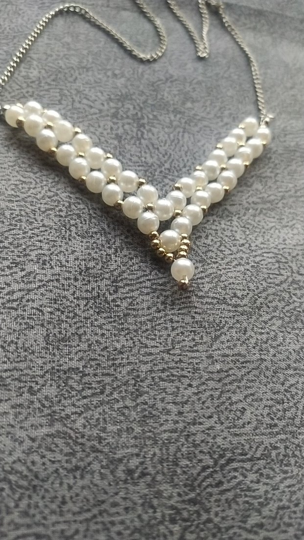 Beyaz Boncuklu Midi Kolye( sipariş alınır) - Görsel 3
