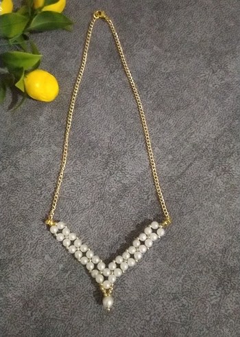 Boncuk Detaylı Altın Renkli Midi Kolye - Görsel 2