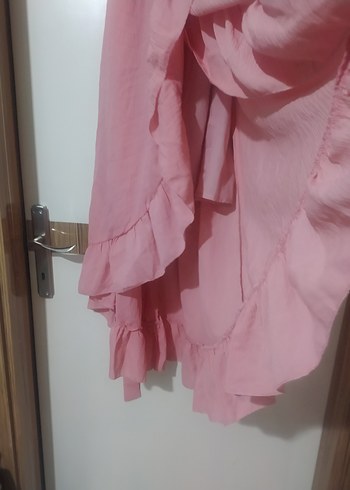 Pembe Uzun Bohem Fırfırlı Elbise - Görsel 3