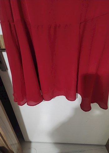 Kırmızı Uzun Kollu Salaş Elbise - Görsel 4