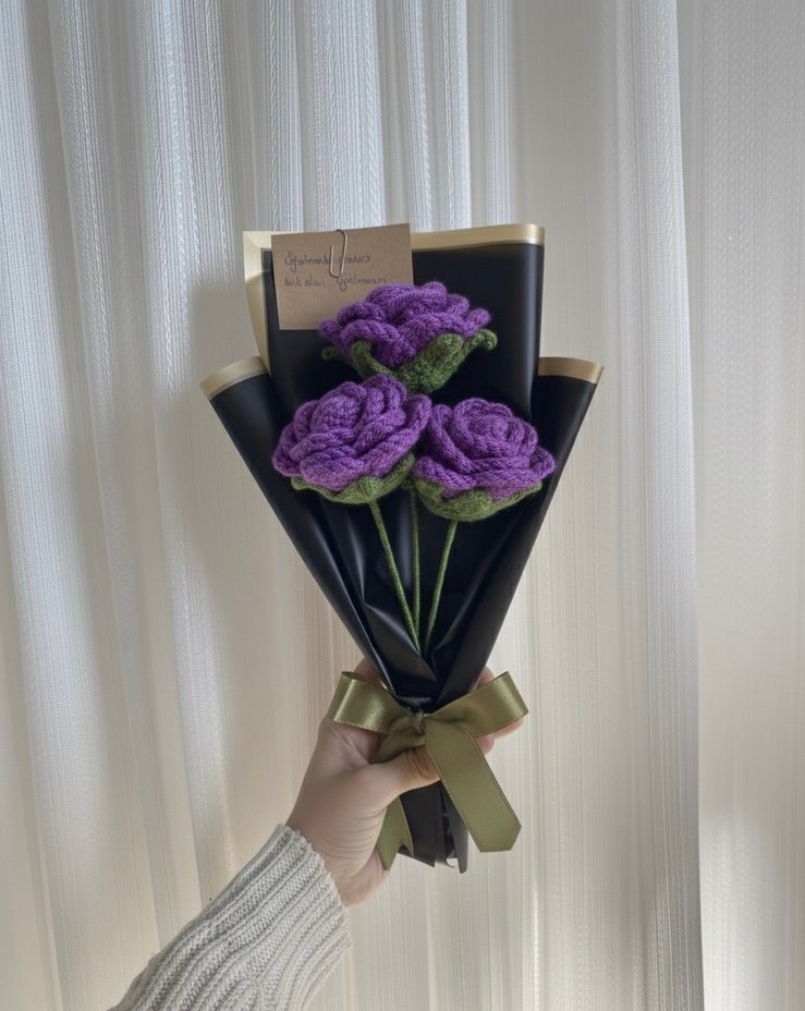 Örgü Güller  - Çiçek Desenli - Görsel 4