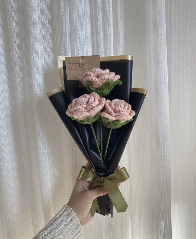 Örgü Güller  - Çiçek Desenli - Görsel 3