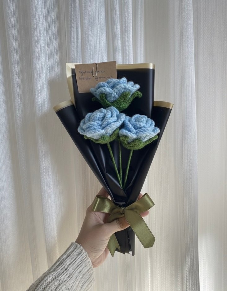 Örgü Güller  - Çiçek Desenli - Görsel 2