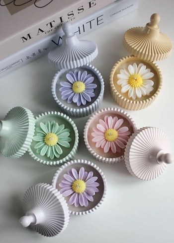 Beyaz Papatya Kapaklı Mumluk Seti - Görsel 2