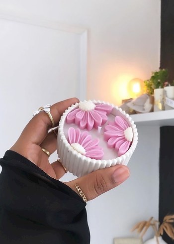 Beyaz Papatya Kapaklı Mumluk Seti - Görsel 3