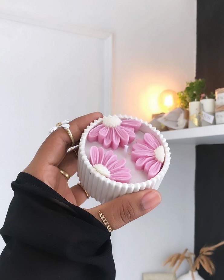 Beyaz Papatya Kapaklı Mumluk Seti - Görsel 3