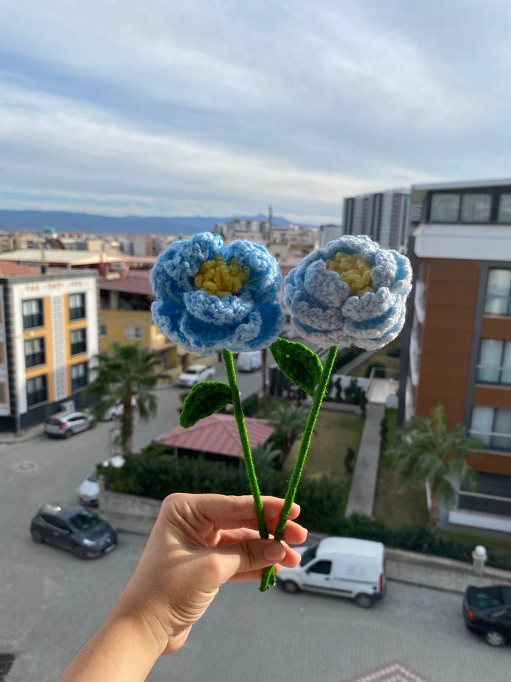 Mavi Şakayık Örgü Çiçek - Görsel 2