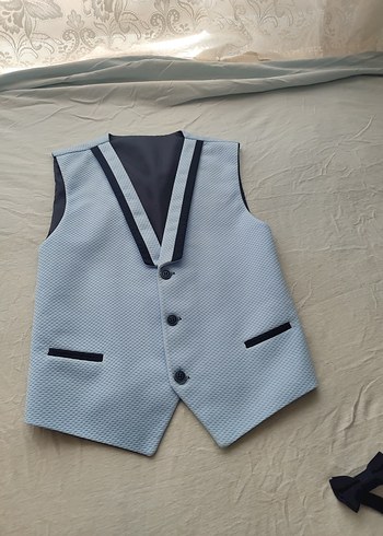 Diğer Düğmeli Beyaz mavi Erkek Çocuk Yeleği