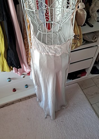 s Beden Gri Renk Saten Elbise, Zara