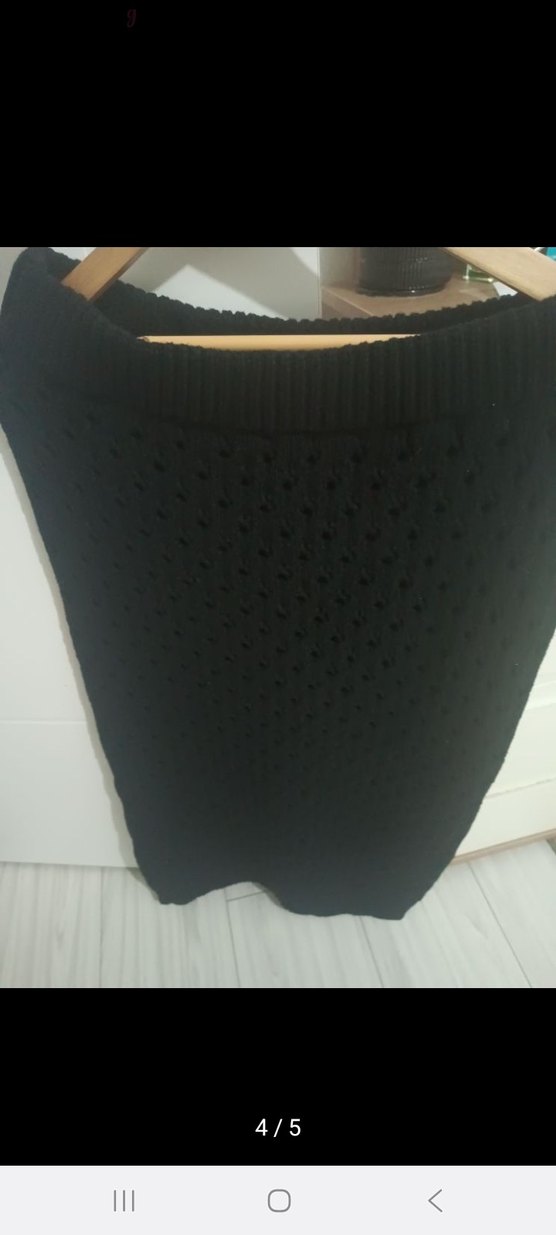 Siyah Örgü Kadın Uzun Etek - Görsel 2