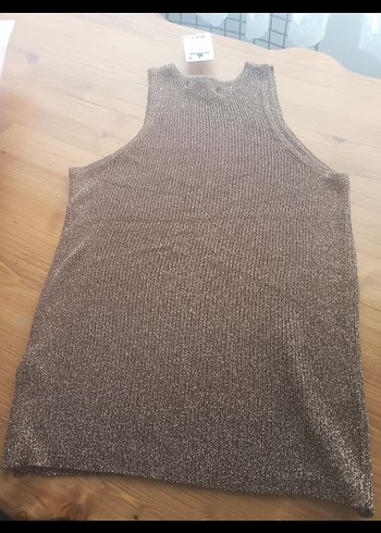 Parlak Kahverengi Kolsuz Triko Kadın Kazak - Görsel 3