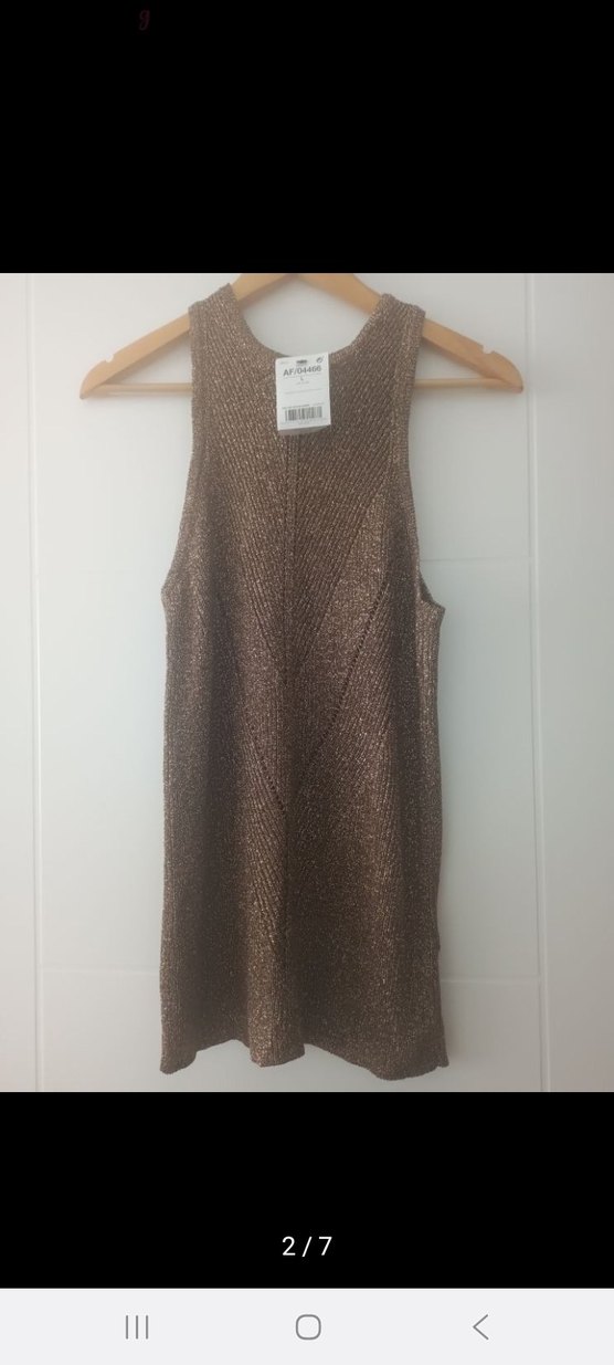 Parlak Kahverengi Kolsuz Triko Kadın Kazak - Görsel 2