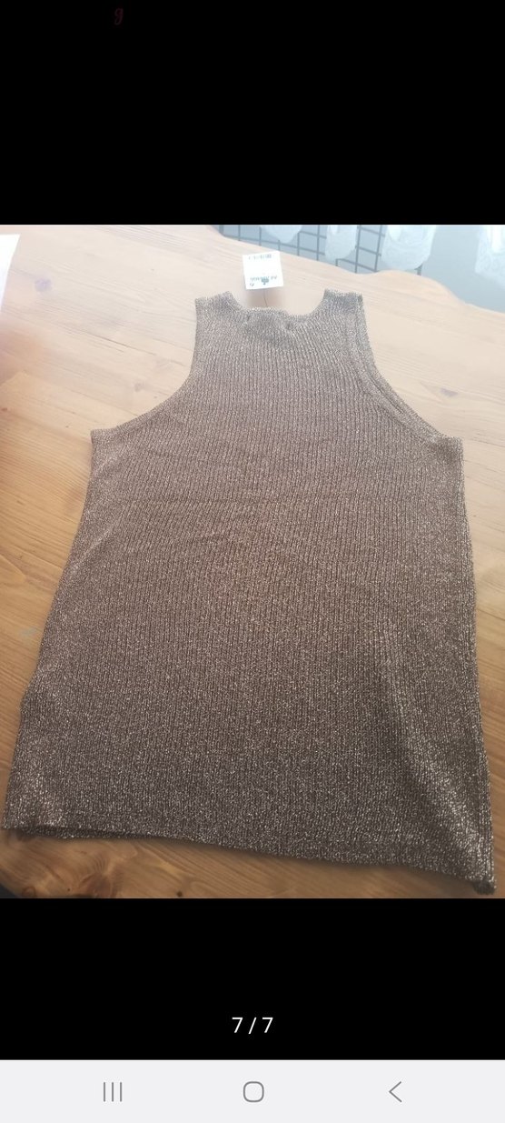 Parlak Kahverengi Kolsuz Triko Kadın Kazak - Görsel 3