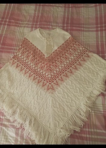 Bohem Tarz Beyaz Örgü Kadın Panço - Görsel 3