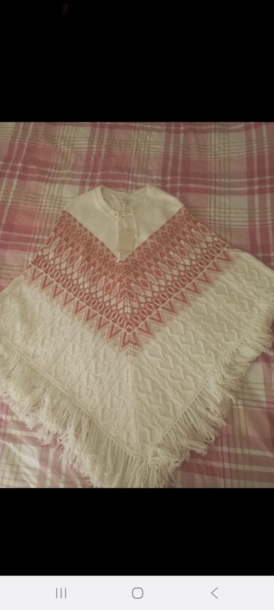 Bohem Tarz Beyaz Örgü Kadın Panço - Görsel 3