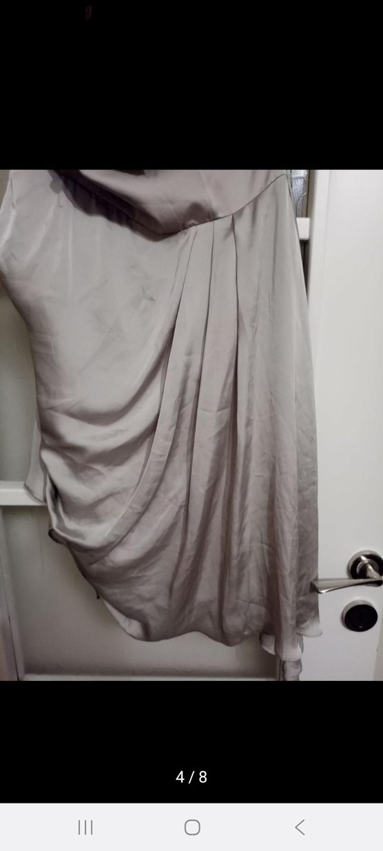 Bej Drapeli Straplez Midi Abiye Elbise - Görsel 5