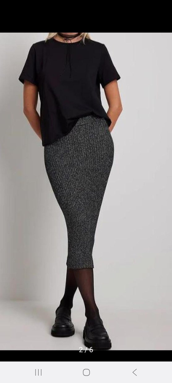 Gri Triko Midi Kalem Etek - Görsel 2
