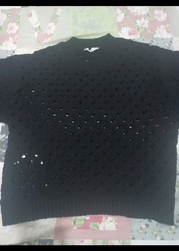 Siyah Örgü Kadın Kazak - Görsel 2