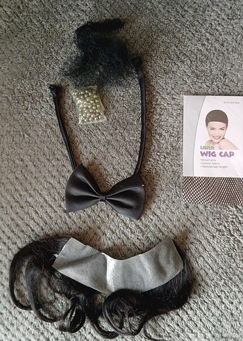 Siyah takma saç ve papyon sıfır gümrük - Görsel 3