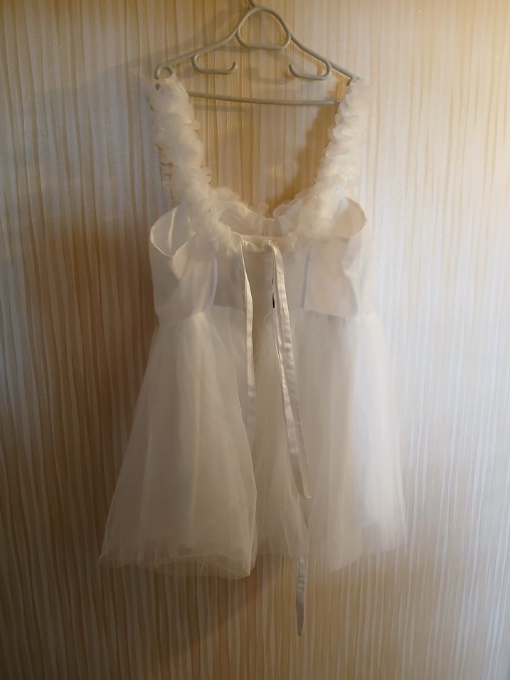 Beyaz Bohem Mini Elbise Sıfır gümrük - Görsel 2