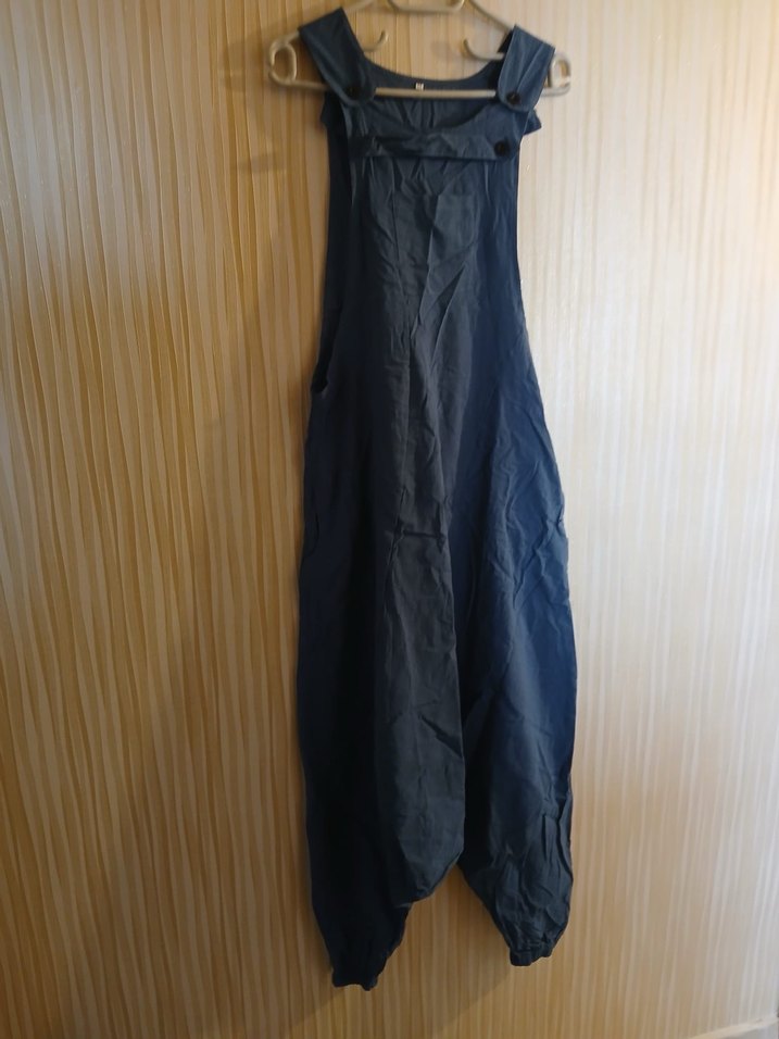 Siyah Keten Uzun Salaş Elbise Sıfır Gümrük - Görsel 2