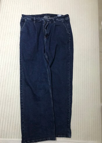 Lacivert Midi Bol Kesim Kadın Kot Pantolon