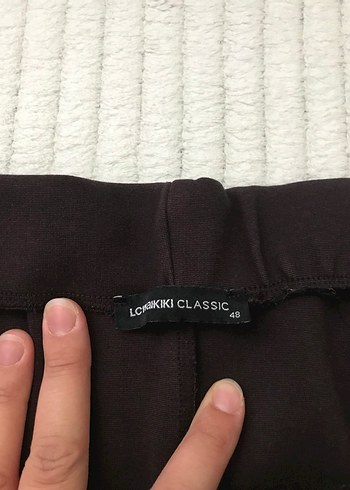 48 Beden Kahverengi Pilili Kadın Kumaş Pantolon