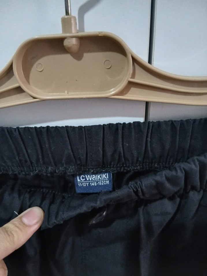 Siyah erkek çocuk Keten Rahat Kesim Pantolon - Görsel 3