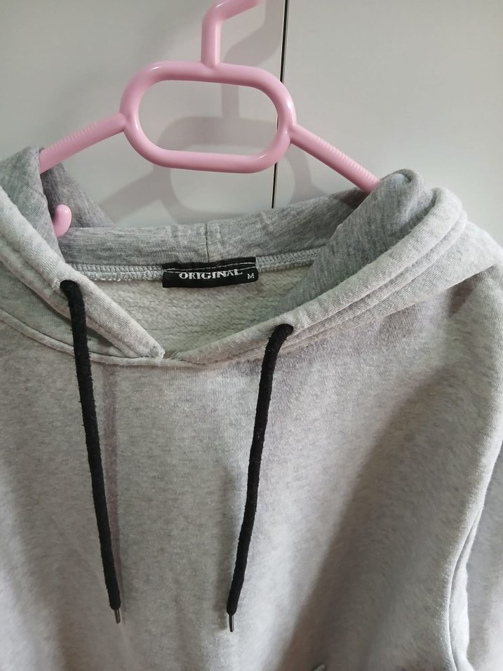 Gri Kapüşonlu Rahat Sweatshirt - Görsel 2