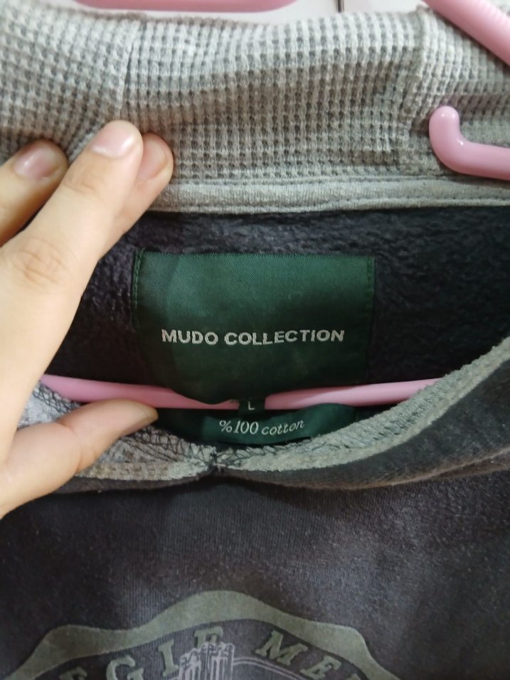 Gri Kapüşonlu Uzun Kollu Sweatshirt - Görsel 4