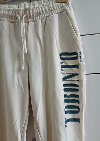 krem rengi Pamuklu Rahat Kesim Kadın Eşofman - Görsel 2